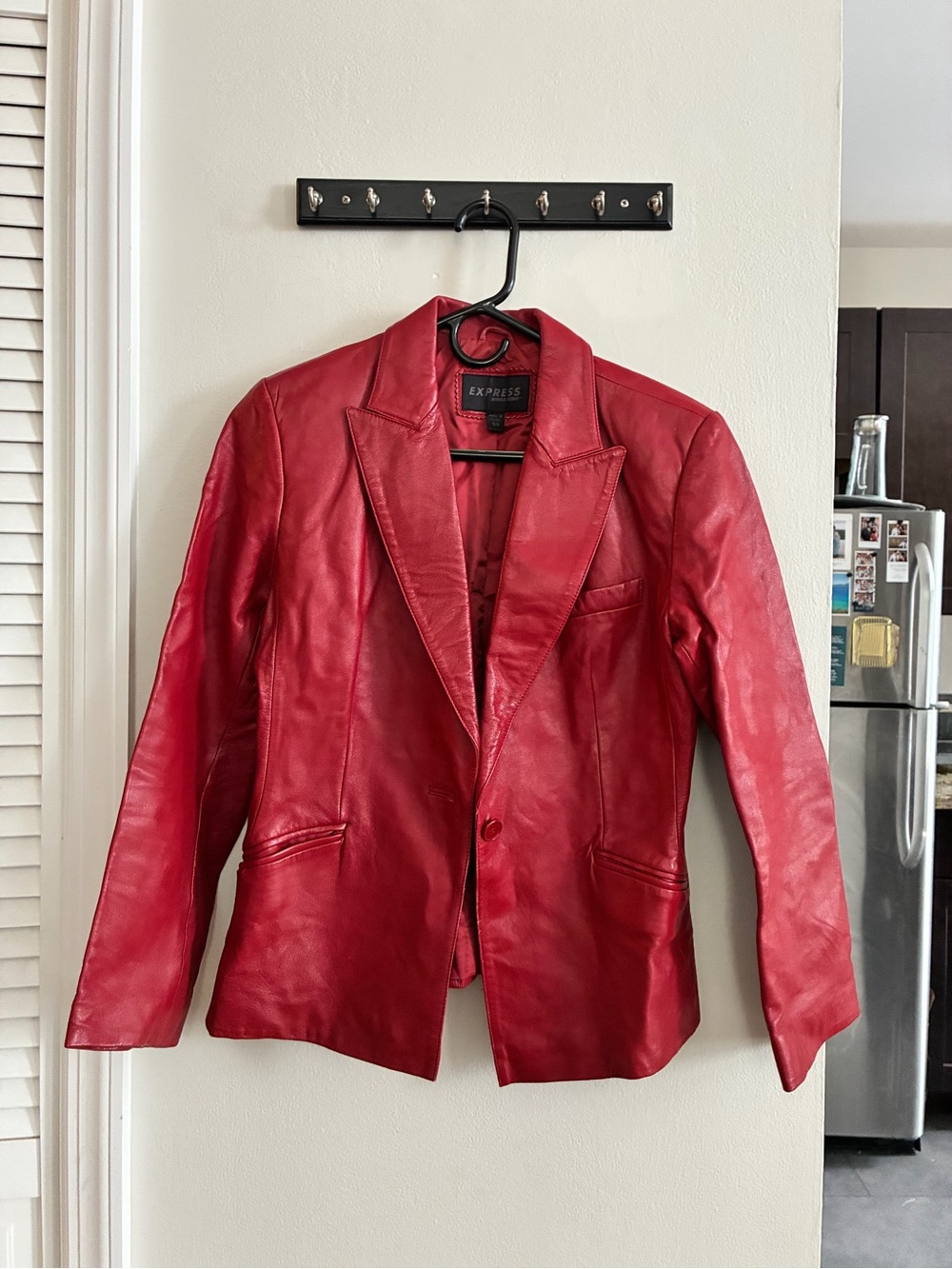 Vintage Express Women’s Red Leather Blazer Jacket